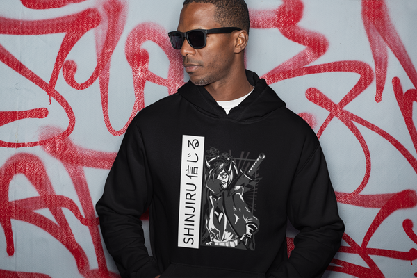 Shinjiru Anime - Hoodie White- Swordsman - Unisex Hoodie