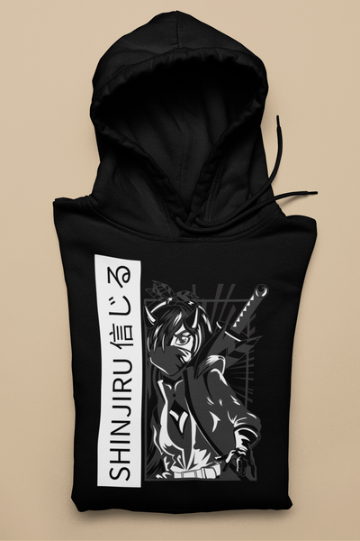 Shinjiru Anime - Hoodie White- Swordsman - Unisex Hoodie