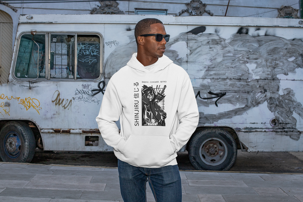Shinjiru Anime - Hoodie White- Swordsman - Unisex Hoodie