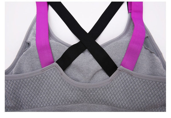 + Crossed-back Fitness/Yoga Sports Bra +