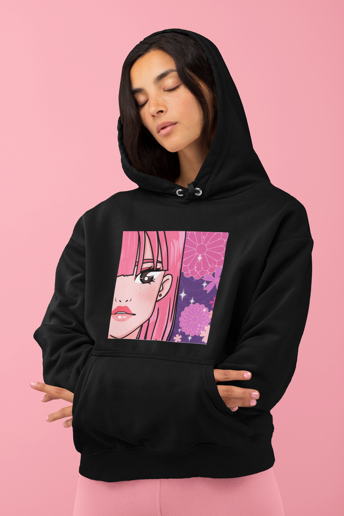 Pink sales anime hoodie