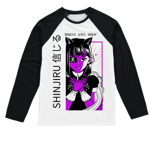 Shinjiru Anime - Purple Maid Sublimation Baseball Long Sleeve T-Shirt