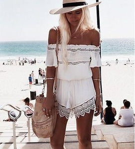 Beach Style Off shoulder Lace Romper