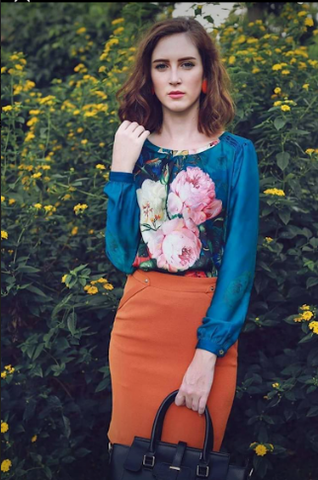 + Monet floral inspired silk blouse +