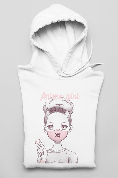 Anime Girl Hoodie Pink Mask Unisex Designer Hoodie, Streetwear