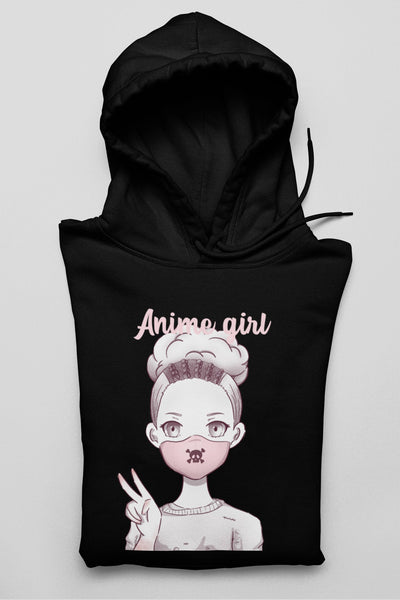 Anime Girl Hoodie Pink Mask Unisex Designer Hoodie, Streetwear